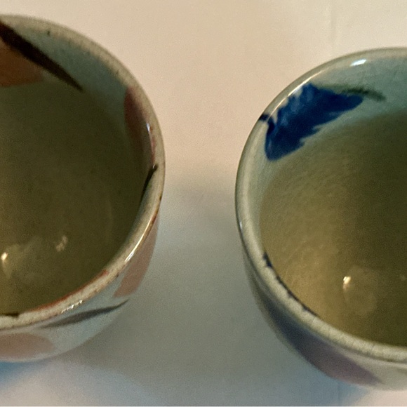 Japanese-Style Ceramic Cups Set of 2 – Unique Gray, Pink & Blue Hand-Painted - Picture 14 of 16